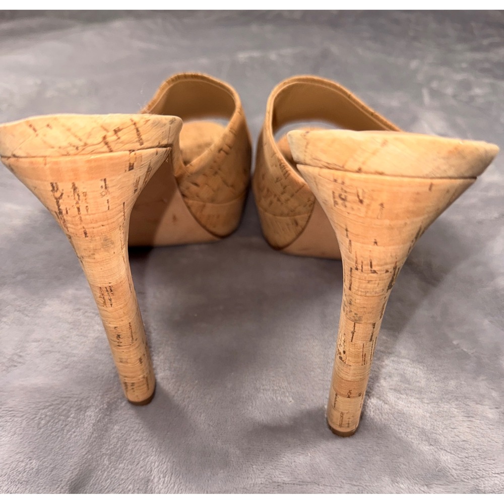 Veronica Beard Cork Platform Mule Sandals Natural Tan Stiletto Heels Womens 10M - Picture 4 of 7